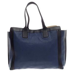 Chloe Alison Navy and Black Leather Shopper Tote